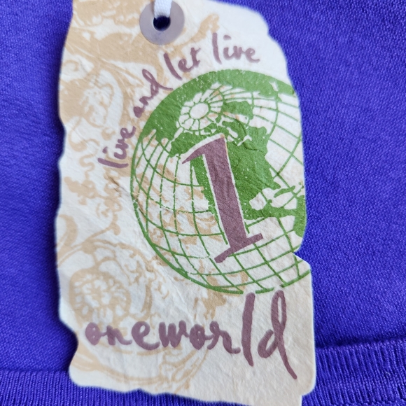 One World, NWT, Live & Let Live Purple Button Crop Cardigan L - Picture 7 of 11